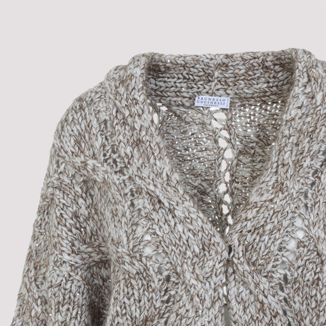 Brunello Cucinelli Knit Sweater With Deep V-neck In Gray