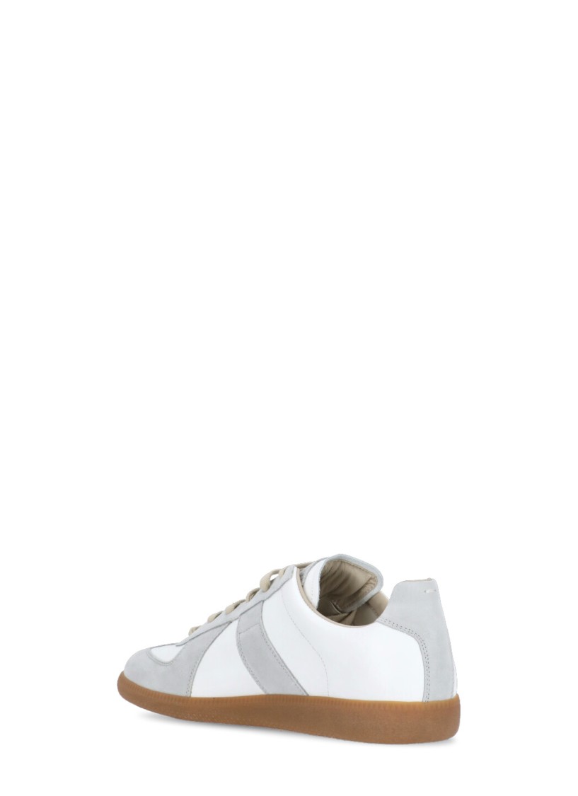 Shop Maison Margiela White Leather Replica Sneakers