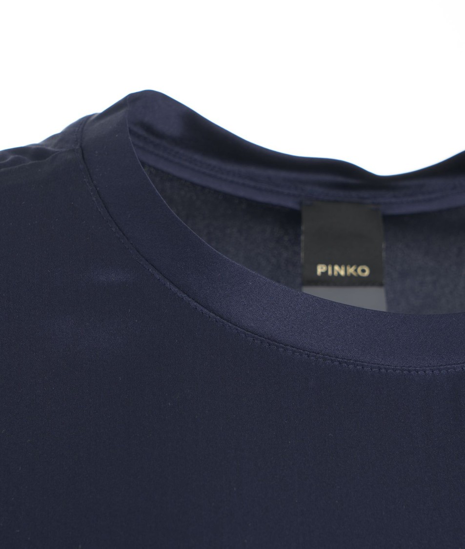 Pinko Short-sleeve Silk Blouse In Blue
