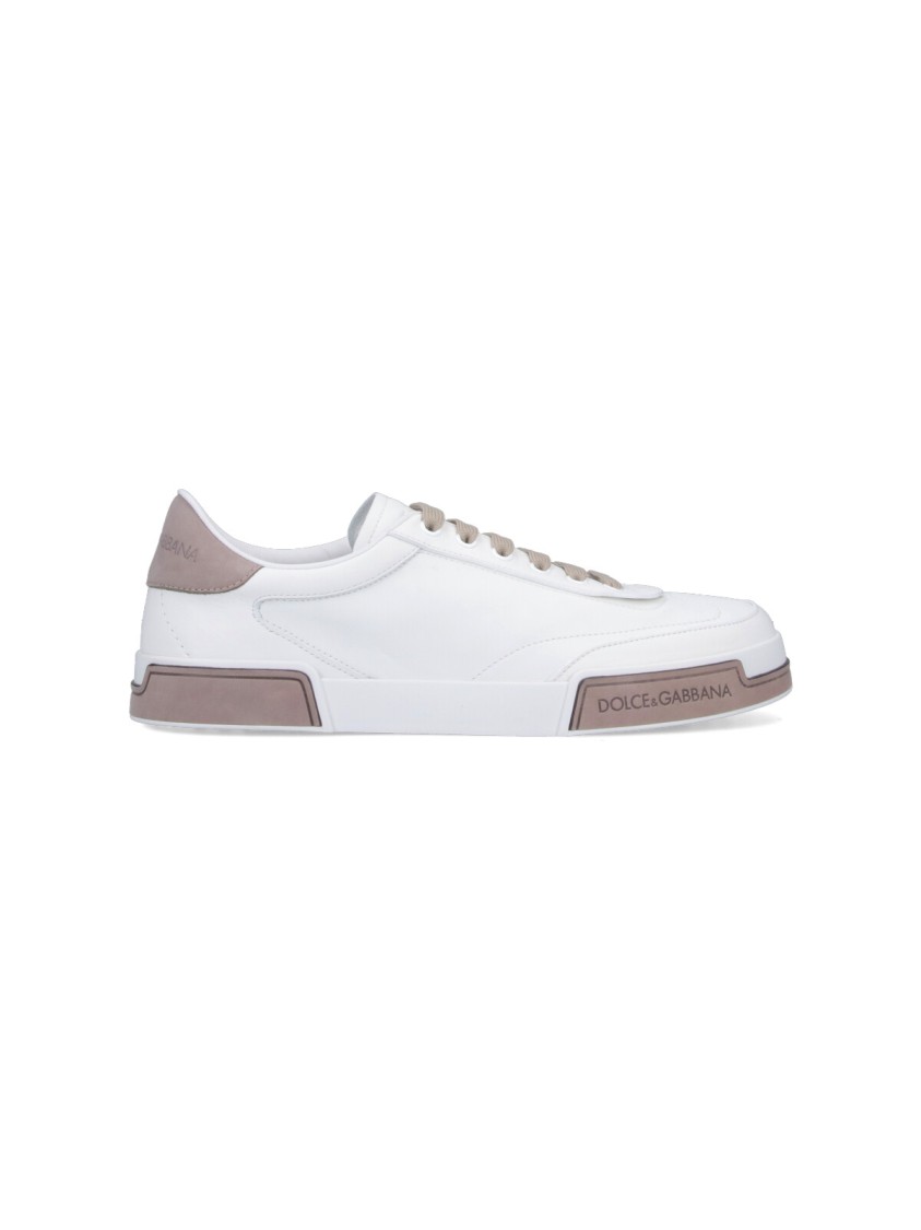 Dolce & Gabbana Portofino Yatch Sneakers In Calfskin Color White And Dove Grey In Red