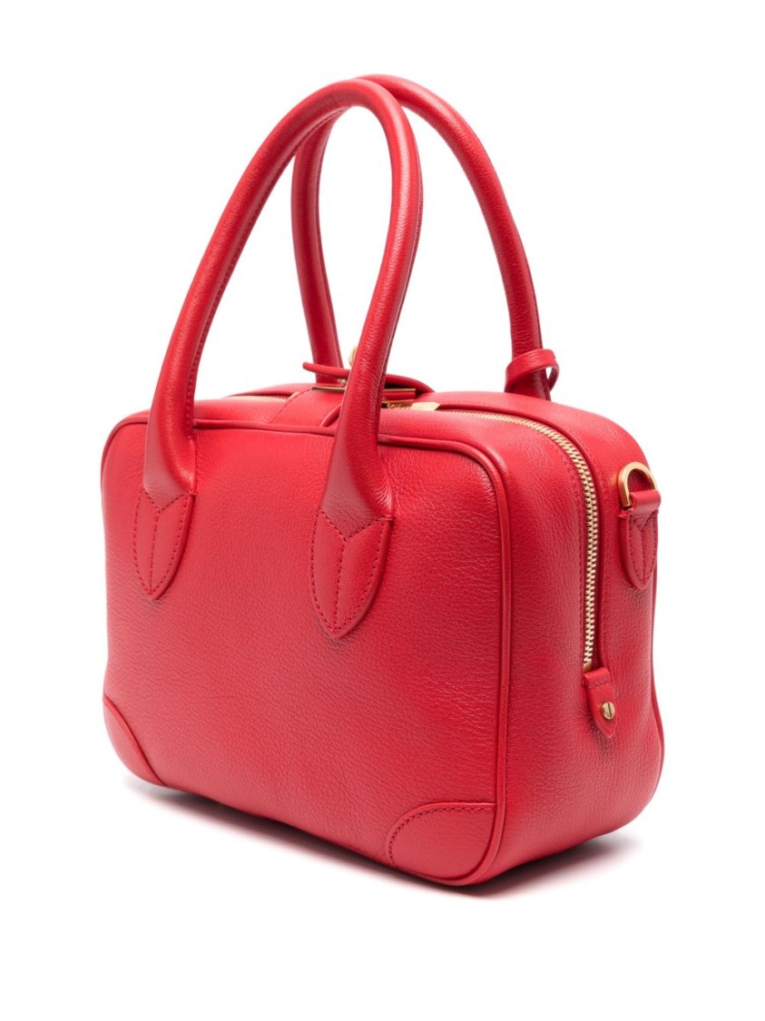 Golden Goose Structured Red Goat Leather Handbag In Red