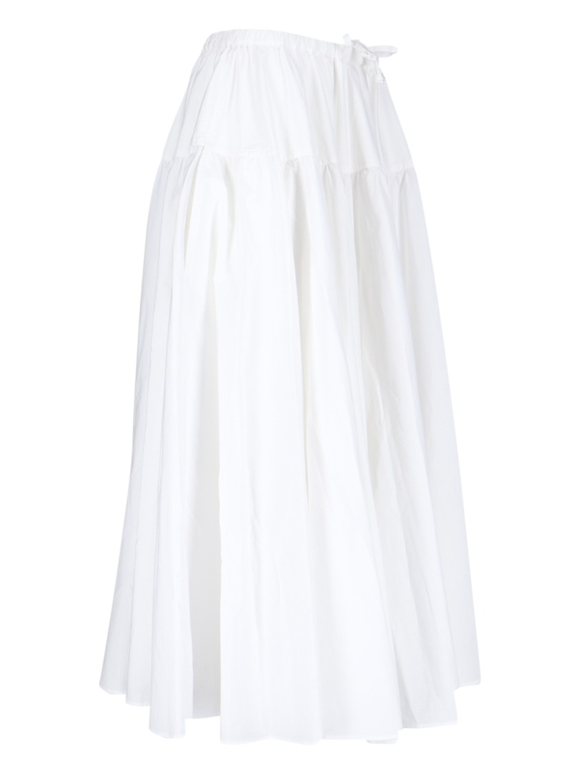 Patou High-waisted Midi Skirt With Draped Detailing In White
