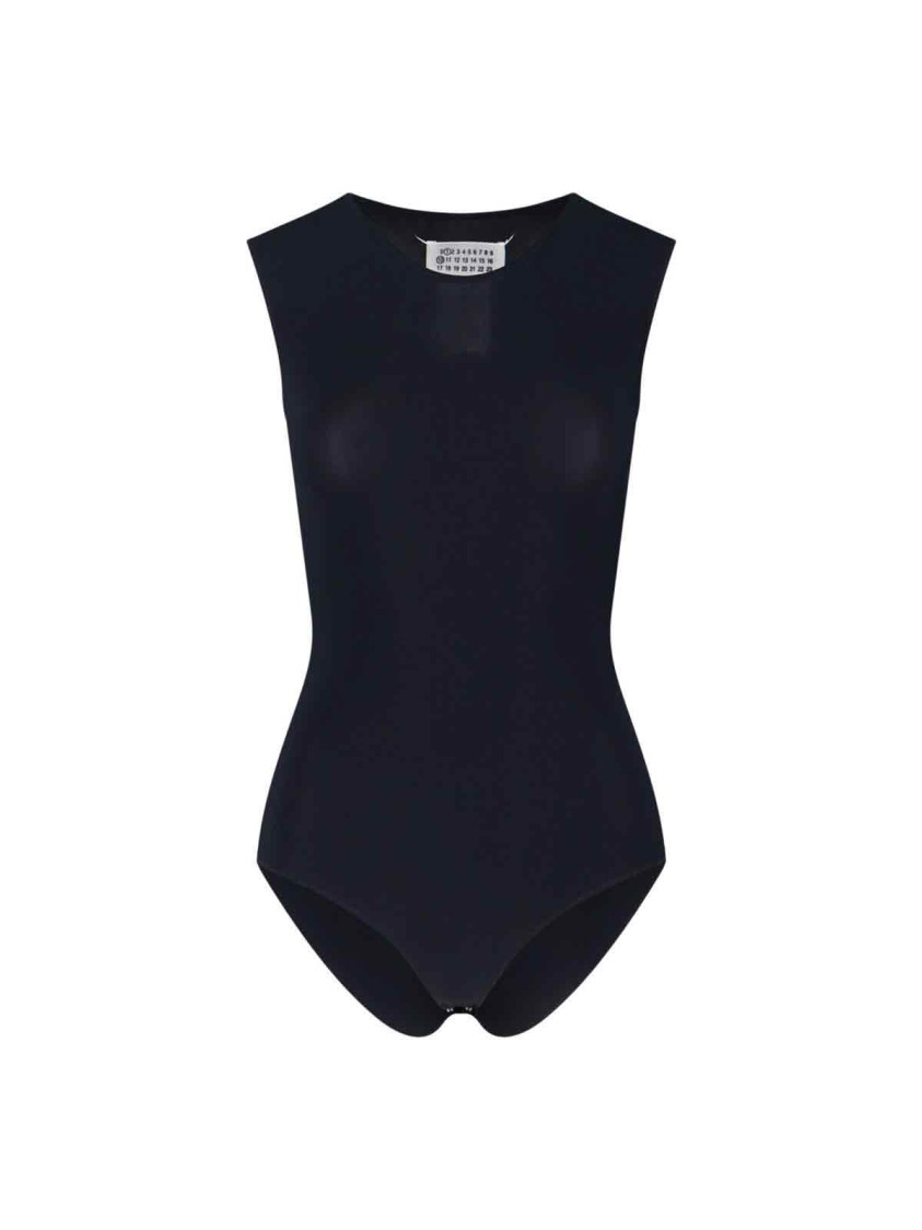 Maison Margiela High Neck Bodysuit With Minimalist Design And Unique Back Detail In Black