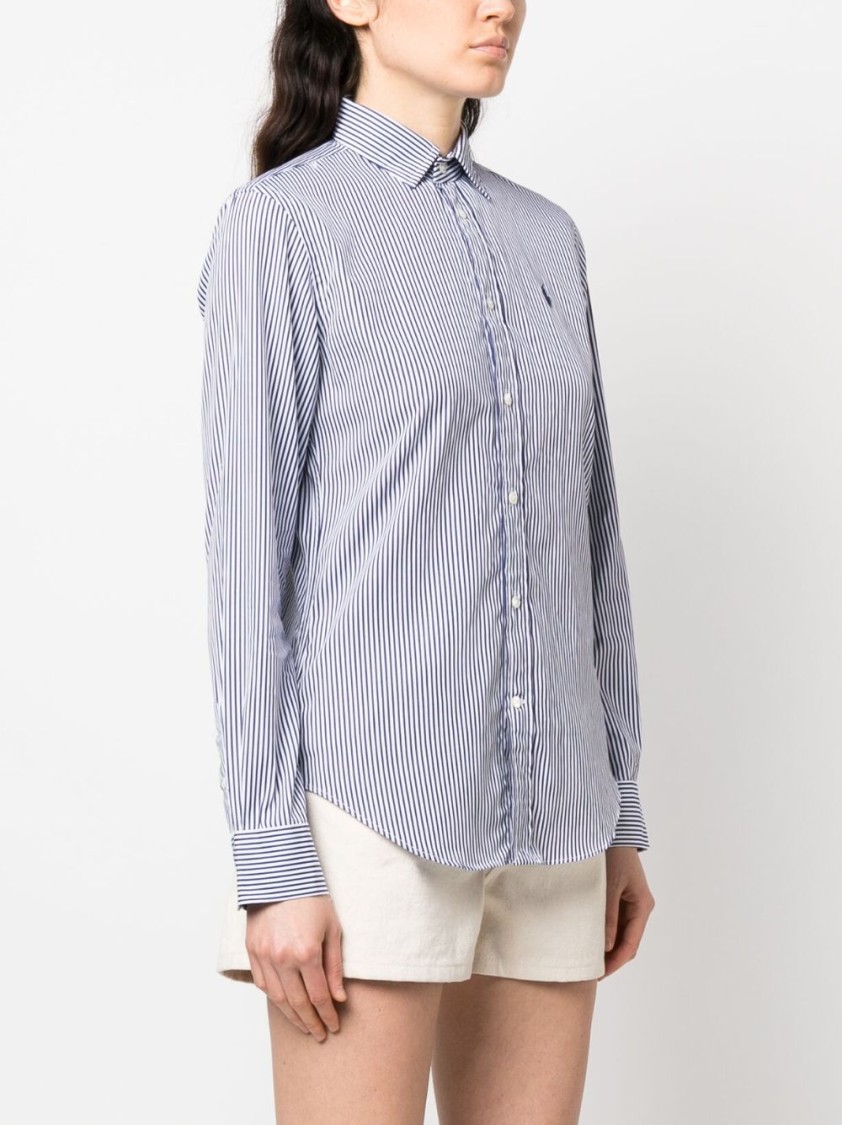 Shop Polo Ralph Lauren Tailored White And Bordeaux Striped Shirt In Blue