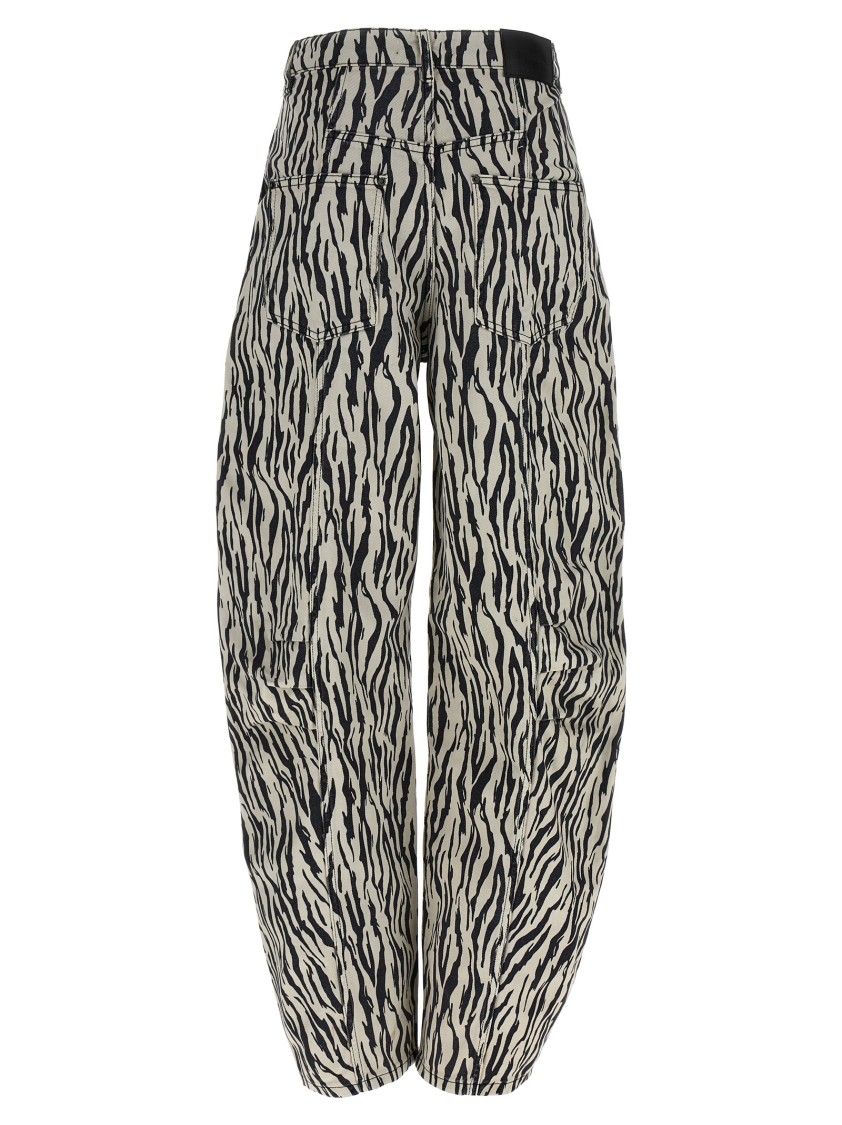 Rotate Birger Christensen 'printed Twill Cargo' Pants In Gray