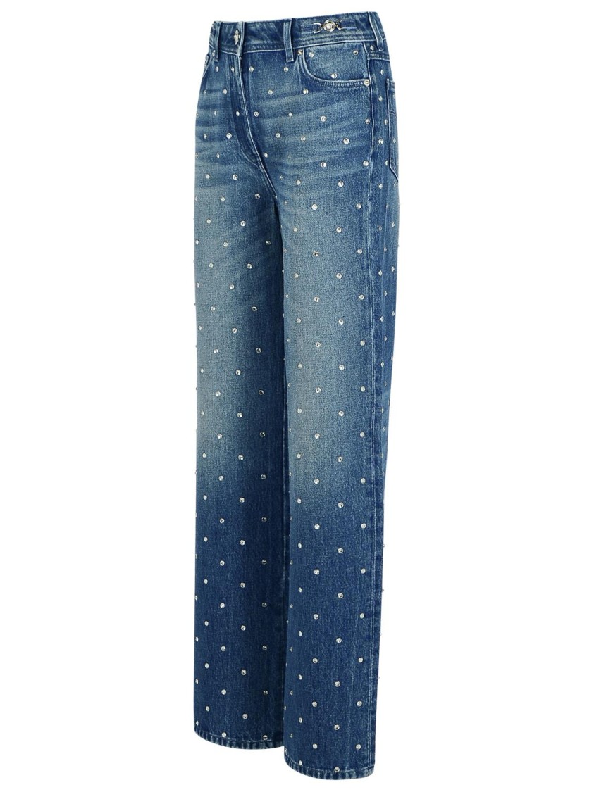 Versace Belt-loop Jeans In Blue
