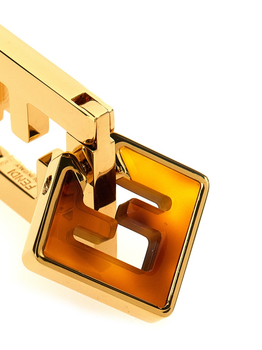 Fendi Enduring Geometric Design Earrings In Gold