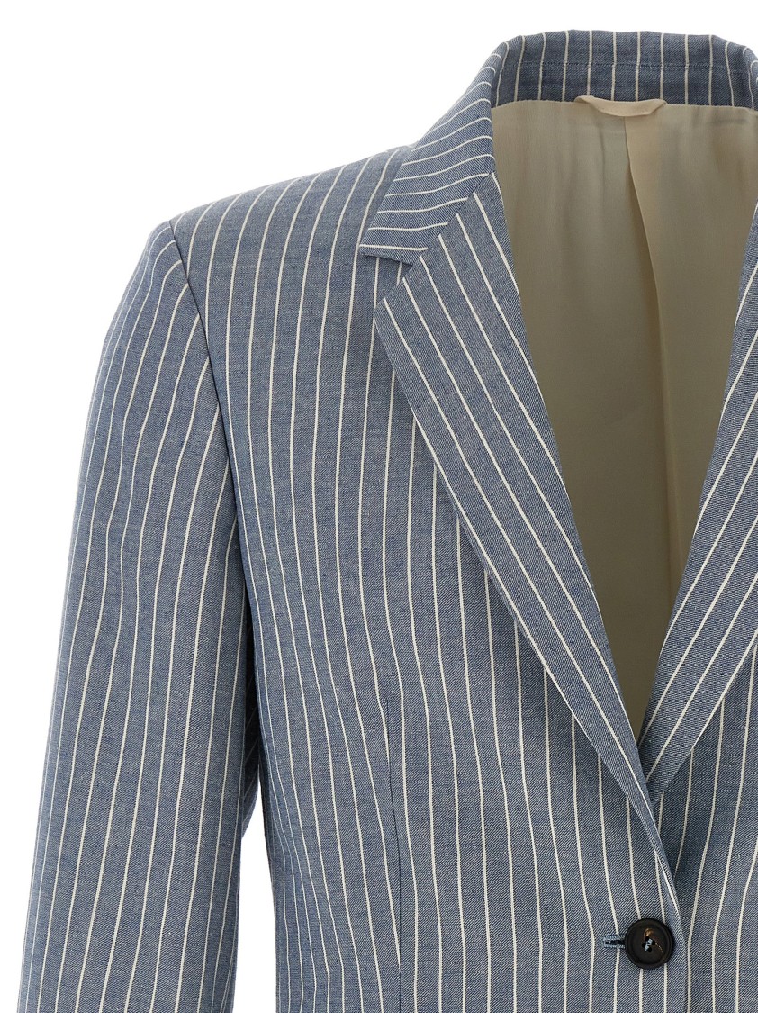 Brunello Cucinelli Pinstriped Linen Hemp Twill Blazer