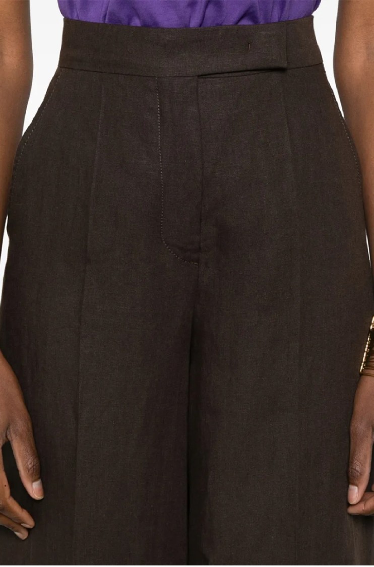 Max Mara Wide-leg Pants With High Waist And Flowing Silhouette In Brown