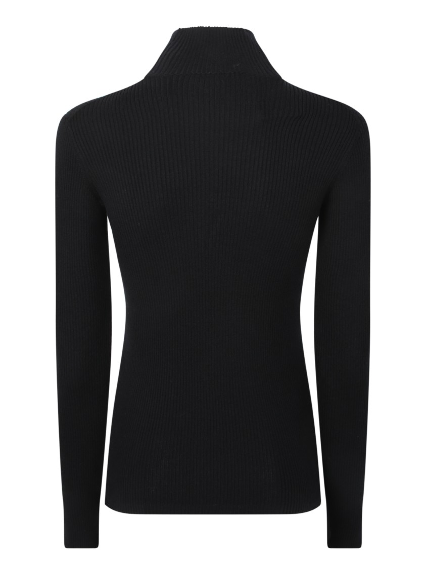 MAISON KITSUNÉ MAISON KITSUNÉ RIBBED BLACK SWEATER WITH HIGH NECK