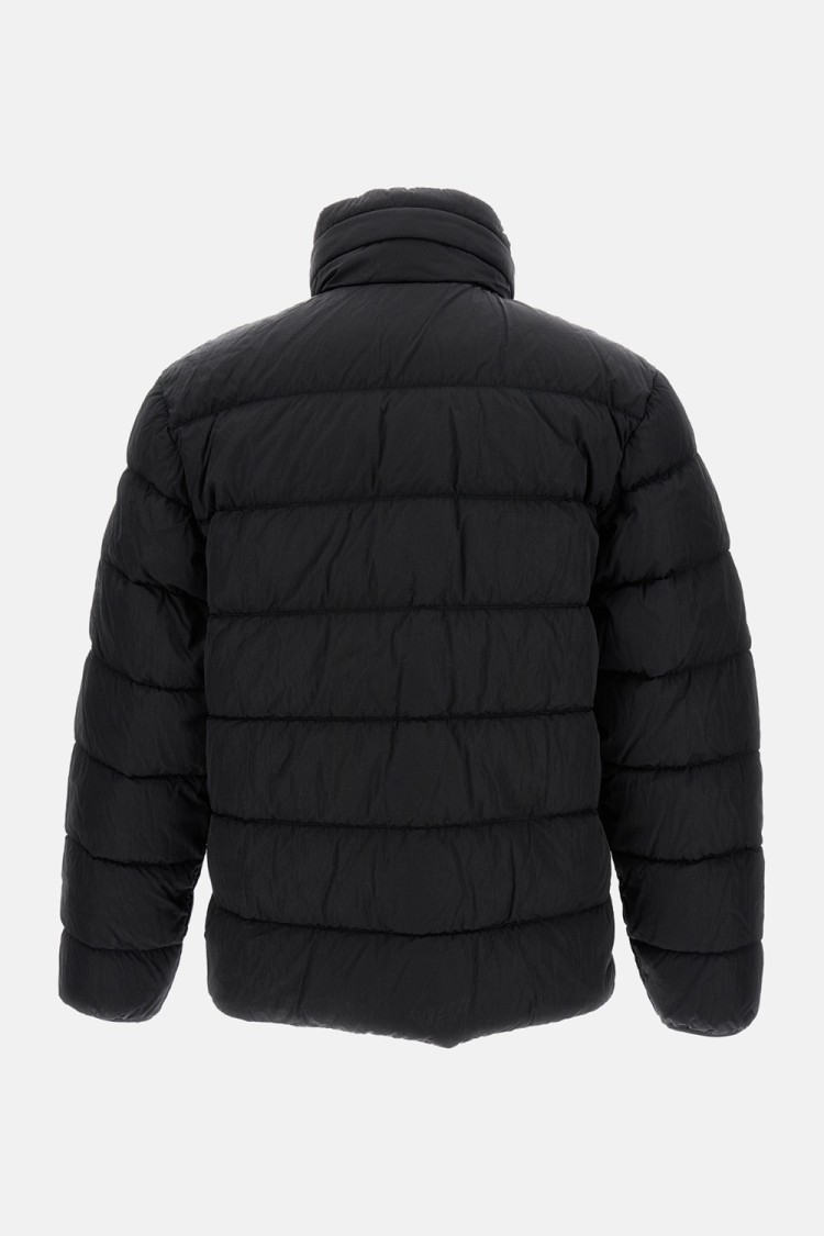 C.p. Company Oversized Zip-front Rain Jacket With Quilted Texture In Black