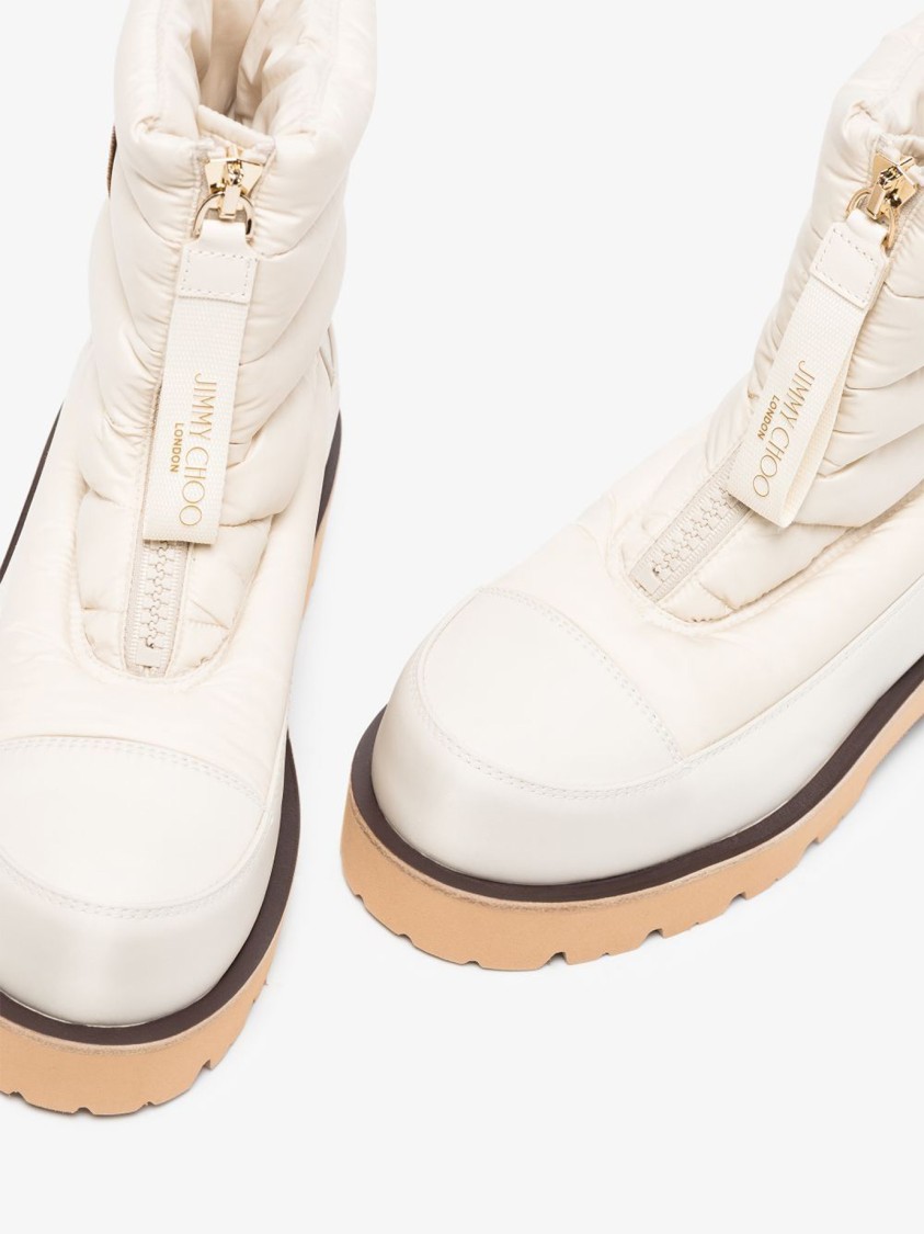 Jimmy Choo Padded Ankle Boots With Distinguished Logo In Neutral