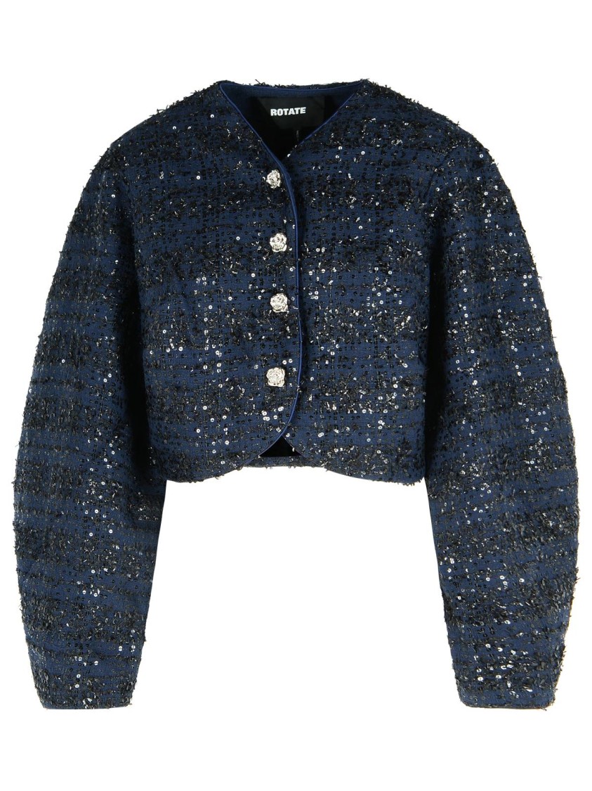 Rotate Birger Christensen Rotate Dark Blue Polyester Short Jacket In Blue