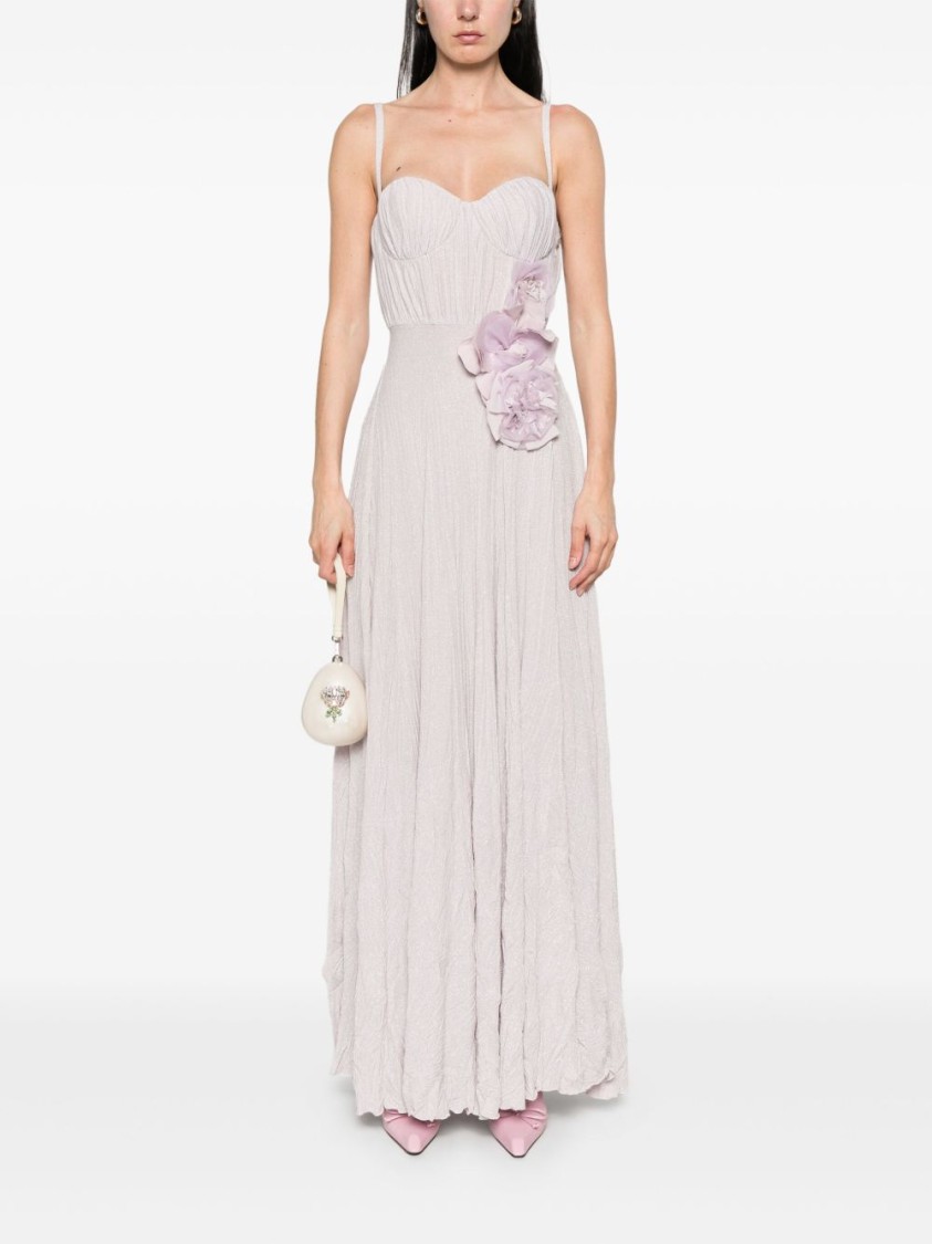 Shop Elisabetta Franchi Maxi Dress With Fitted Bodice