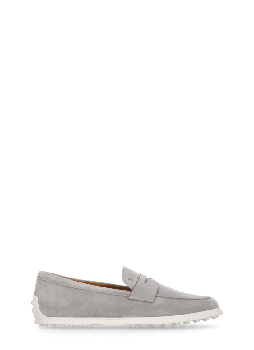 Tod's Grey Suede Leather Loafers In Grey