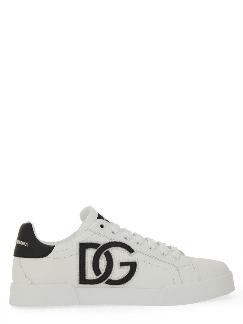 Dolce & Gabbana Dg Logo Patch Leather Sneaker In White