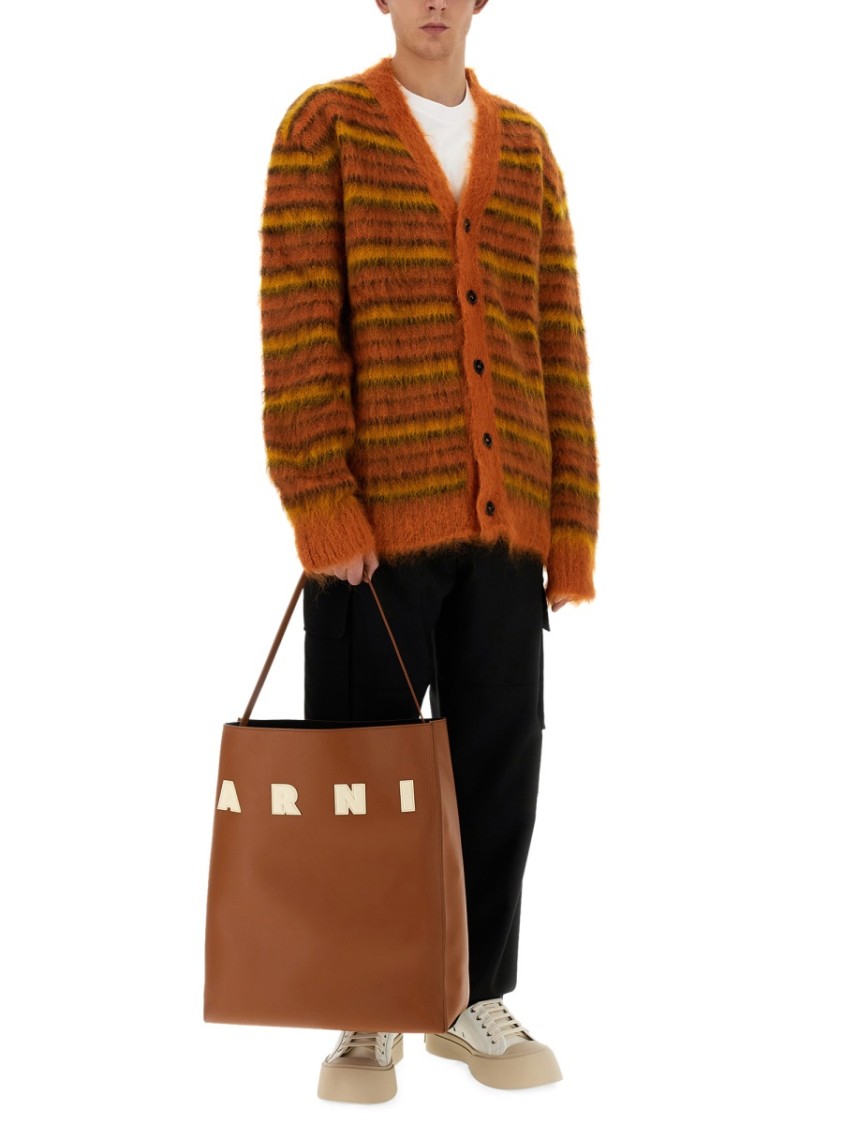 Shop Marni Relaxed Fit Black Wool Pants With Cargo Pockets