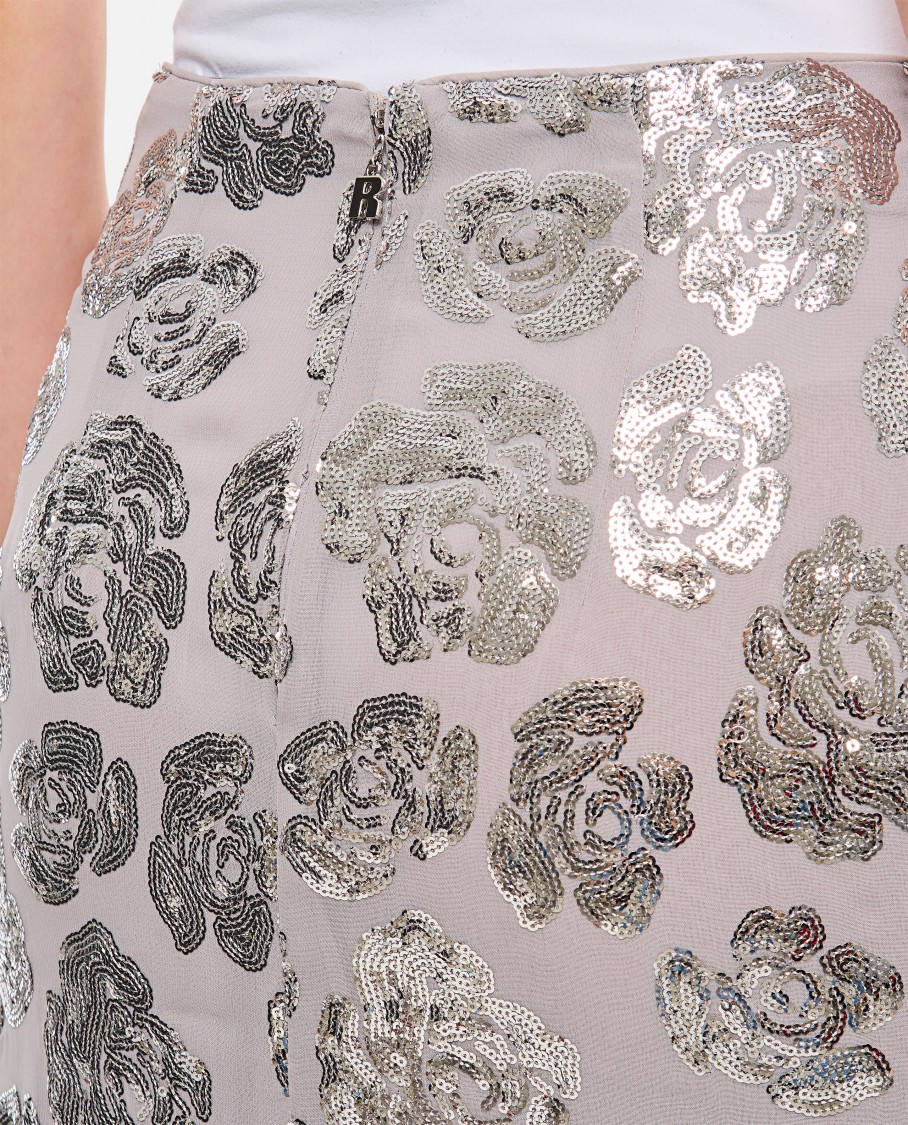 Rotate Birger Christensen Sequin Chiffon Skirt In Silver