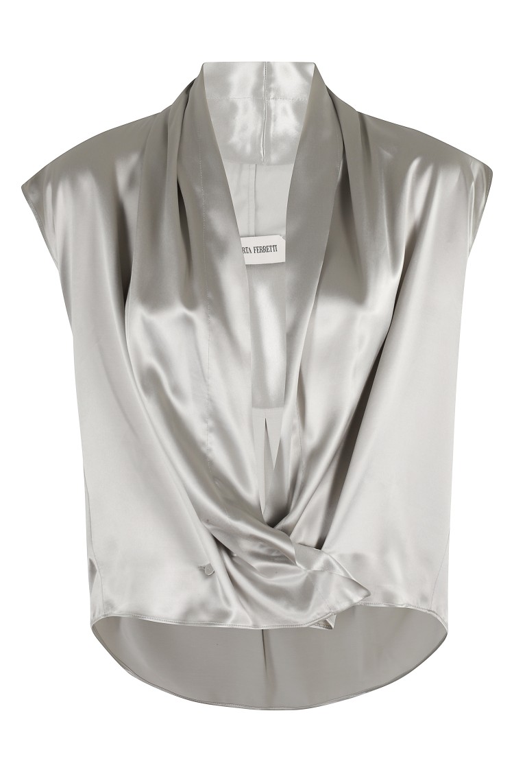 Alberta Ferretti Camicia Raso Lucido In Gray