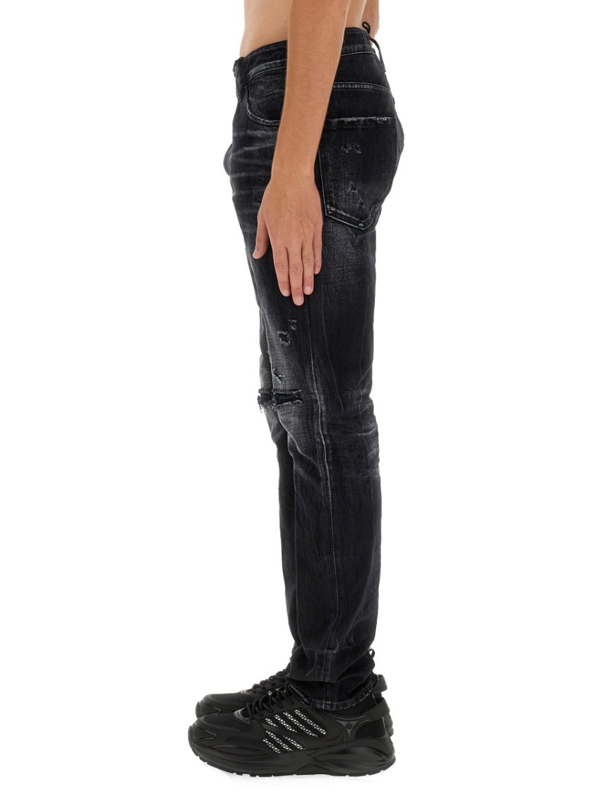 Dsquared2 'cool Guy' Black Five-pocket Jeans With Rips In Black