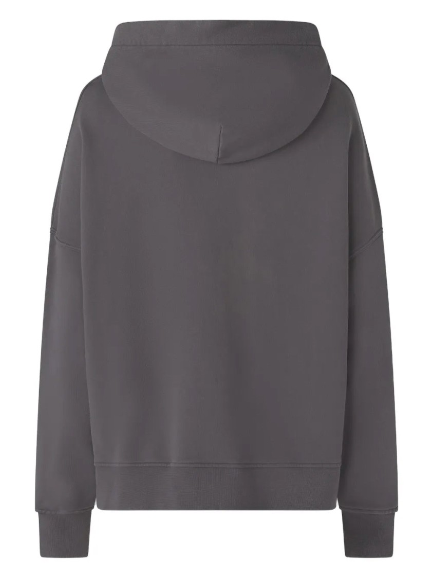 Pinko Motorbike Rider-print Oversized Hoodie In Gray