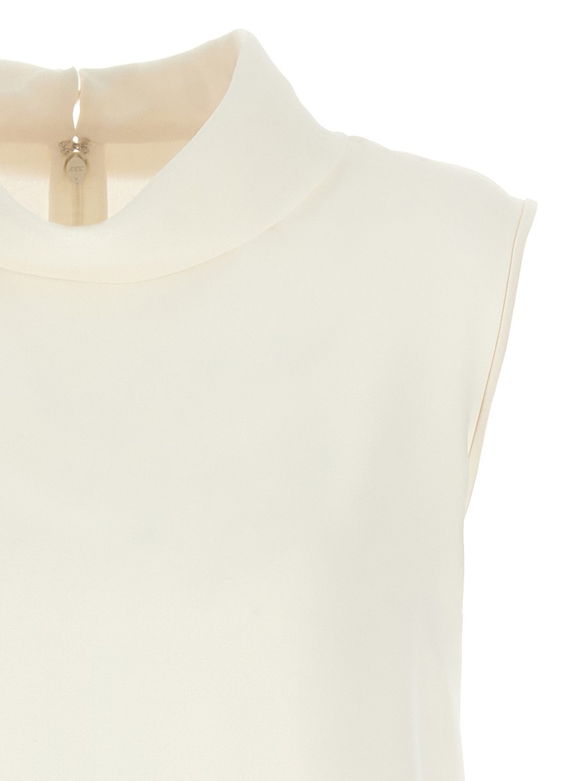 Valentino Garavani Silk Georgette Sleeveless Blouse With High Neck In White