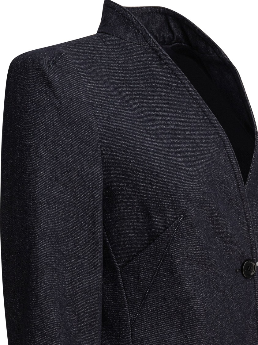 Max Mara Denim-effect Blazer With Stand-up Collar In Black