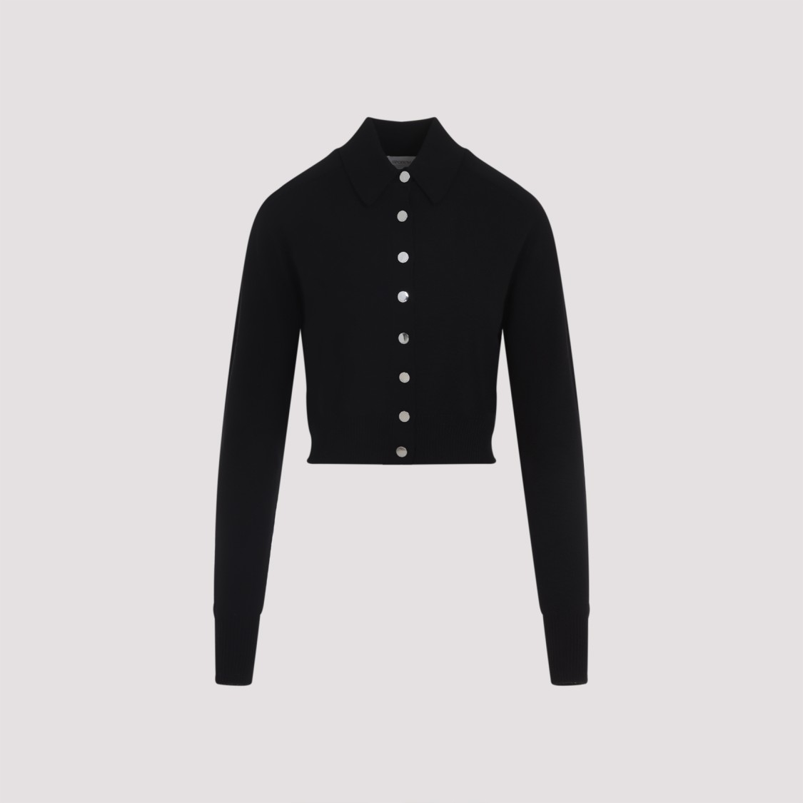 Sportmax Virgin Wool Cardigan With Classic Collar And Retro Charm In Black