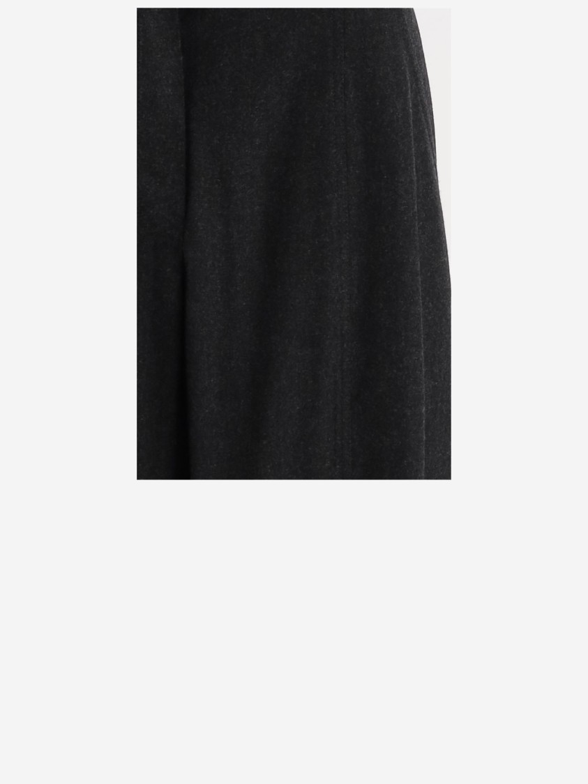 Giorgio Armani Wide Trousers In Wool And Cashmere Flannel In Black
