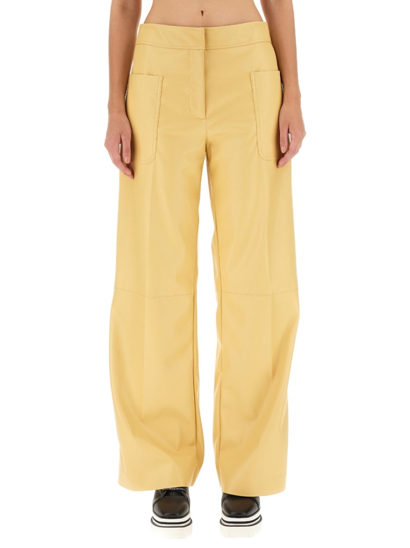 Shop Stella Mccartney High-waisted Wide-leg Pants With Concealed Closure In Yellow