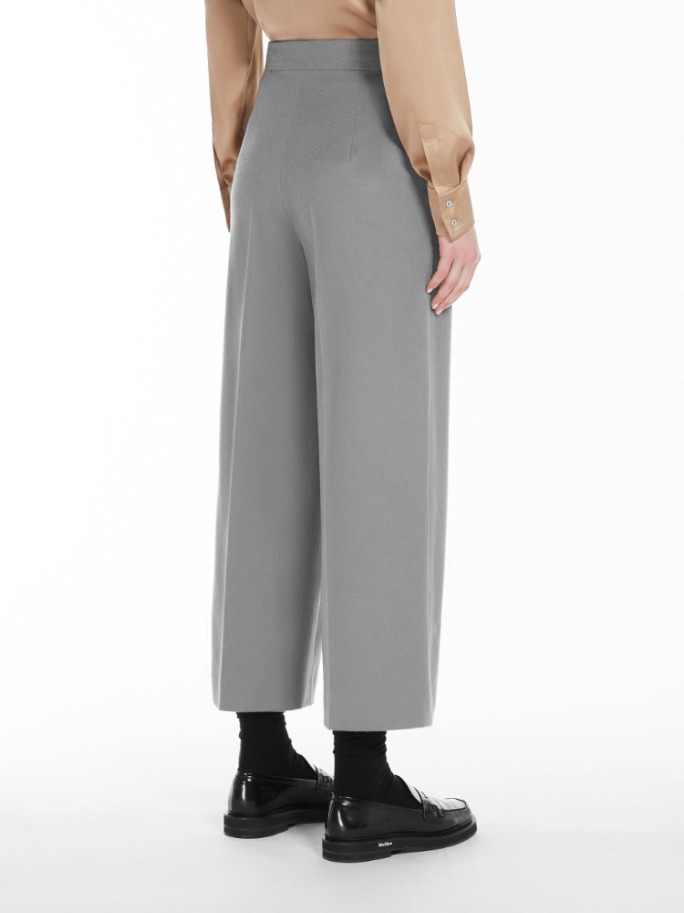 Max Mara Cropped Grey Trousers With Wide-leg Silhouette In Gray