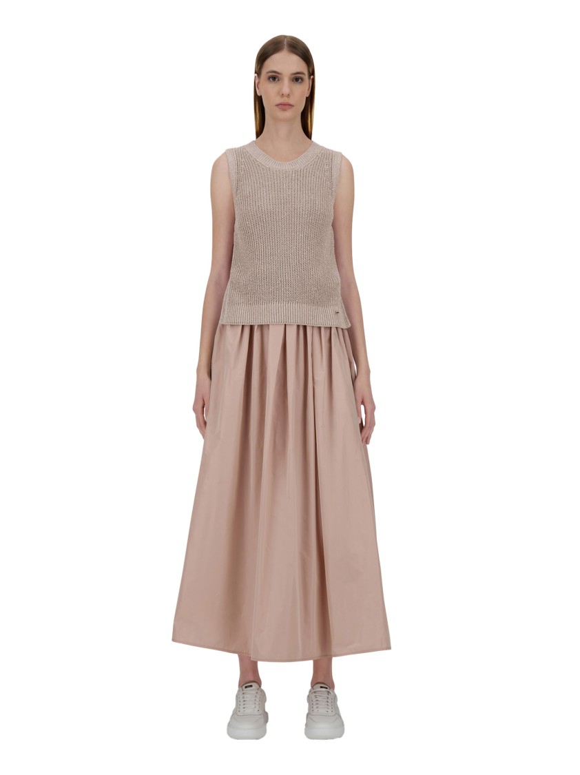 Herno Beige Embroidered-sequin Vest With Glitter Knit Finish
