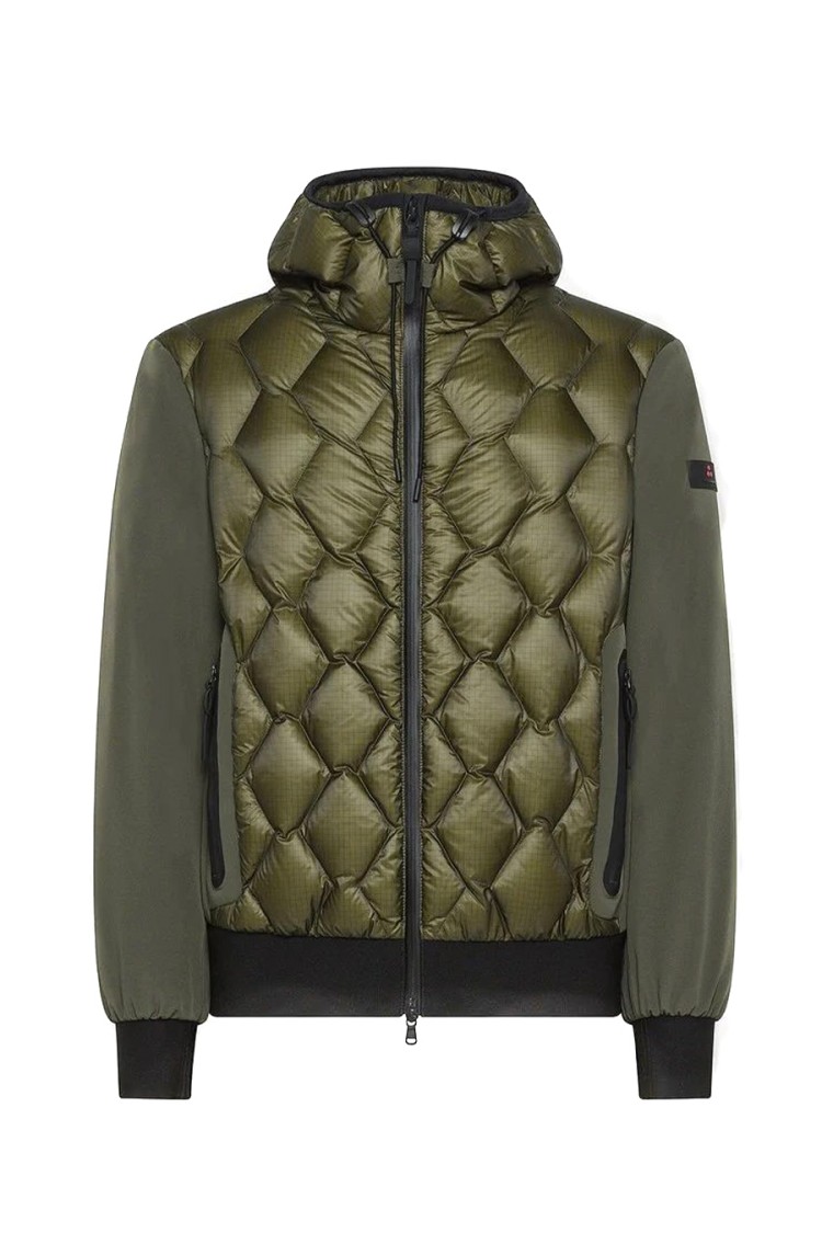 Peuterey Two-material Bomber Jacket With Geometric Quilting