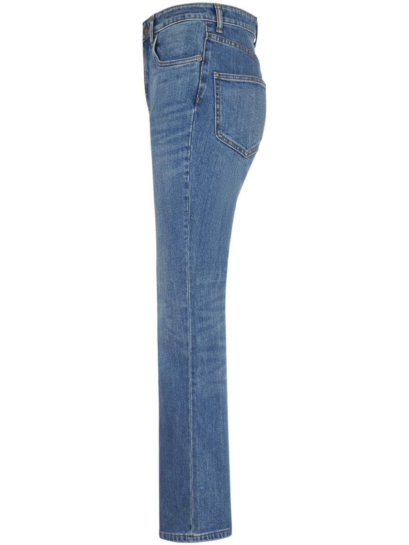 Tory Burch Cropped Flare Jeans With Classic Blue Wash And Five-pocket Design In Blue