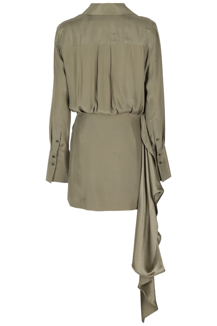 Gauge81 Woman Mini Dress Military Green Size 10 Silk In Green
