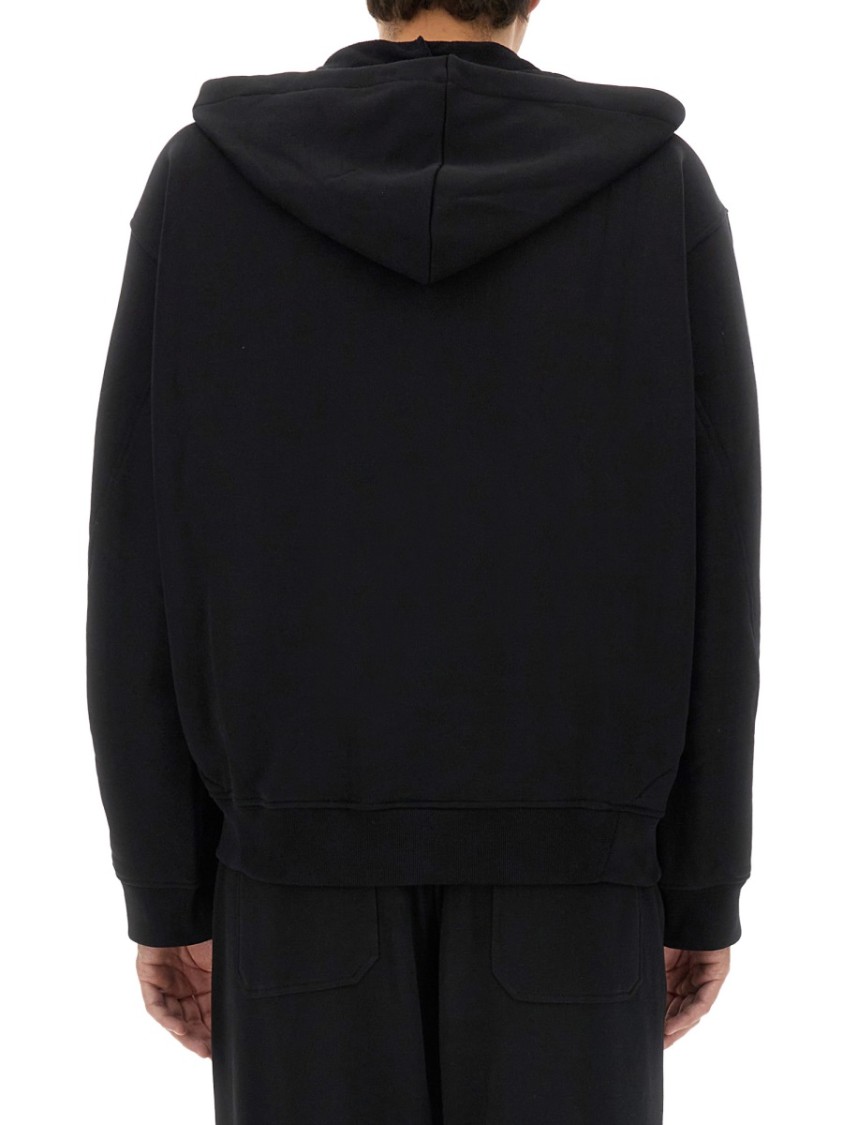 HELMUT LANG HELMUT LANG BLACK HOODIE WITH ADJUSTABLE DRAWSTRINGS