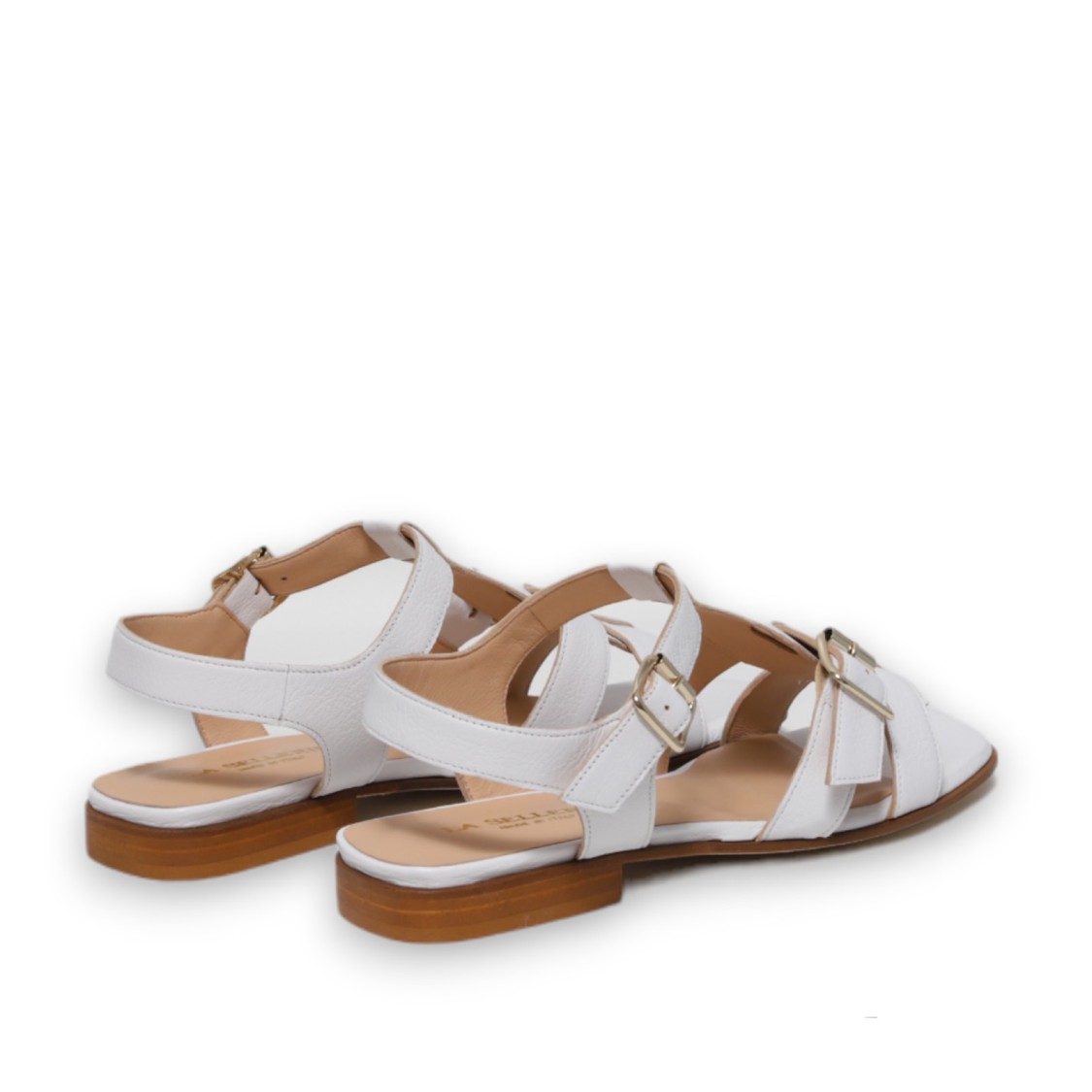 La Sellerie Three-band Sandal With White Buffalo Buckles