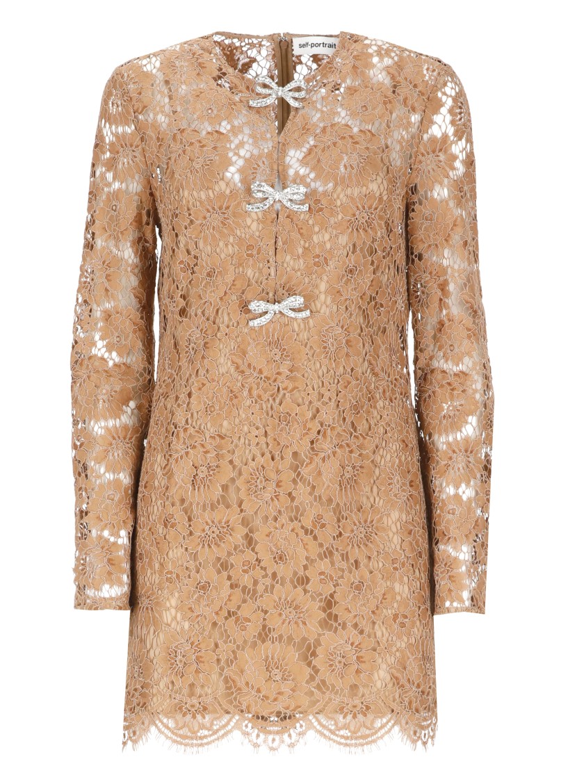 Shop Self-portrait Brown Self Portrait Dress