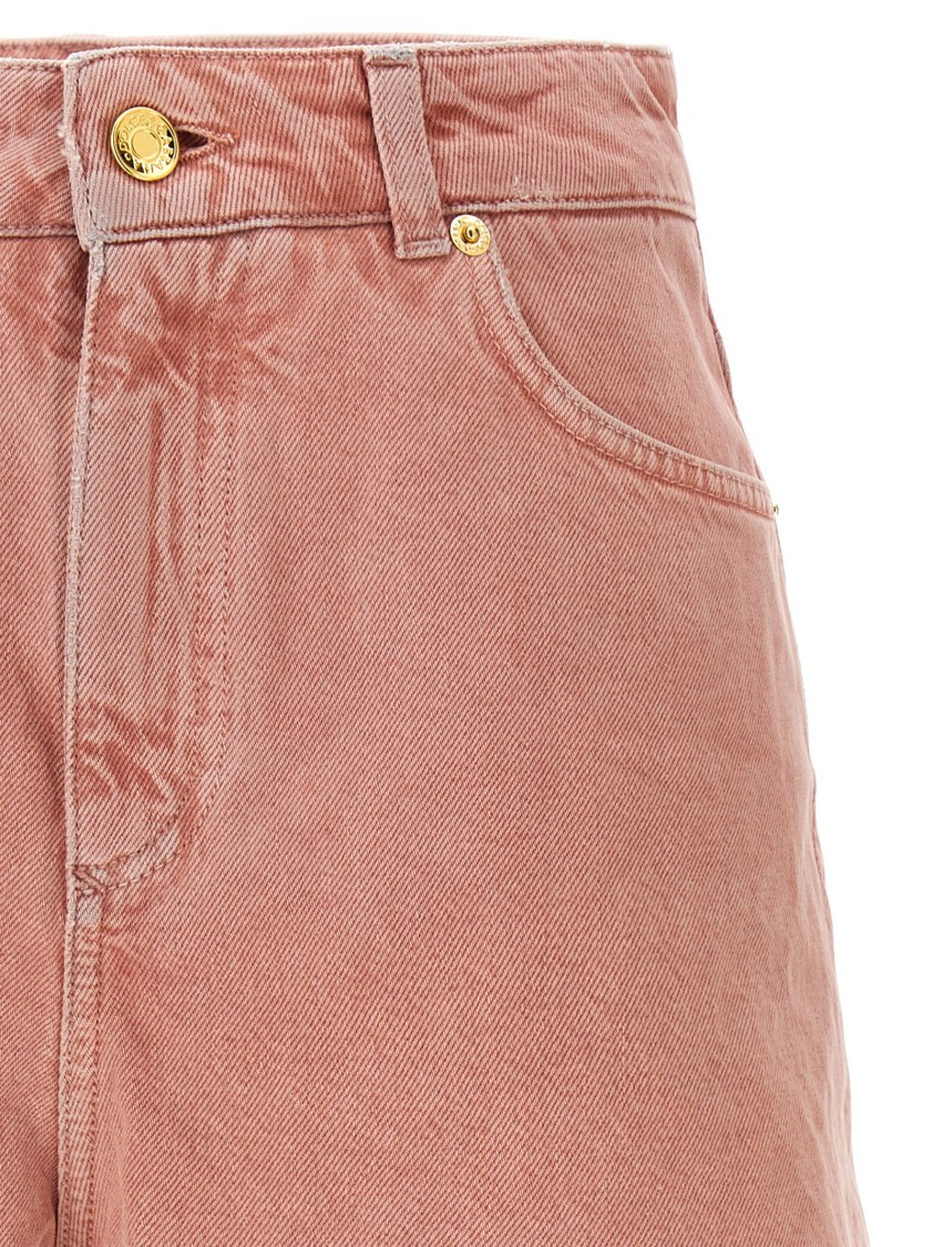 Dolce & Gabbana Garment-dyed High Waist Denim Shorts In Pink