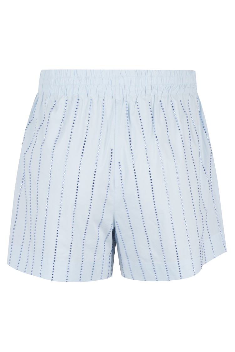 Shop Mc2 Saint Barth Light Blue Poplin Cotton Shorts