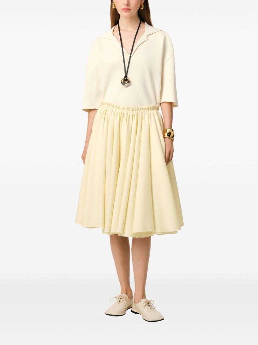 Ami Alexandre Mattiussi Ami Flowing Poppy Cream Wool Pleated Skirt In Multi