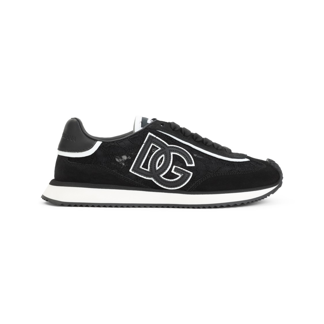 Dolce & Gabbana Dg Cushion Lace-detailed Suede Sneakers Shoes In Black