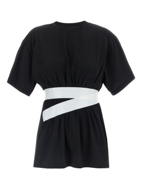 Mm6 By Maison Margiela Off-Shoulder Black Sweatshirt Dress