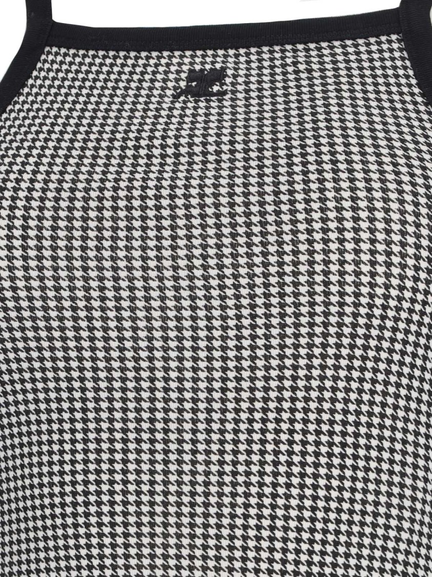 Shop Courrèges Houndstooth Mini Dress In Grey Cotton