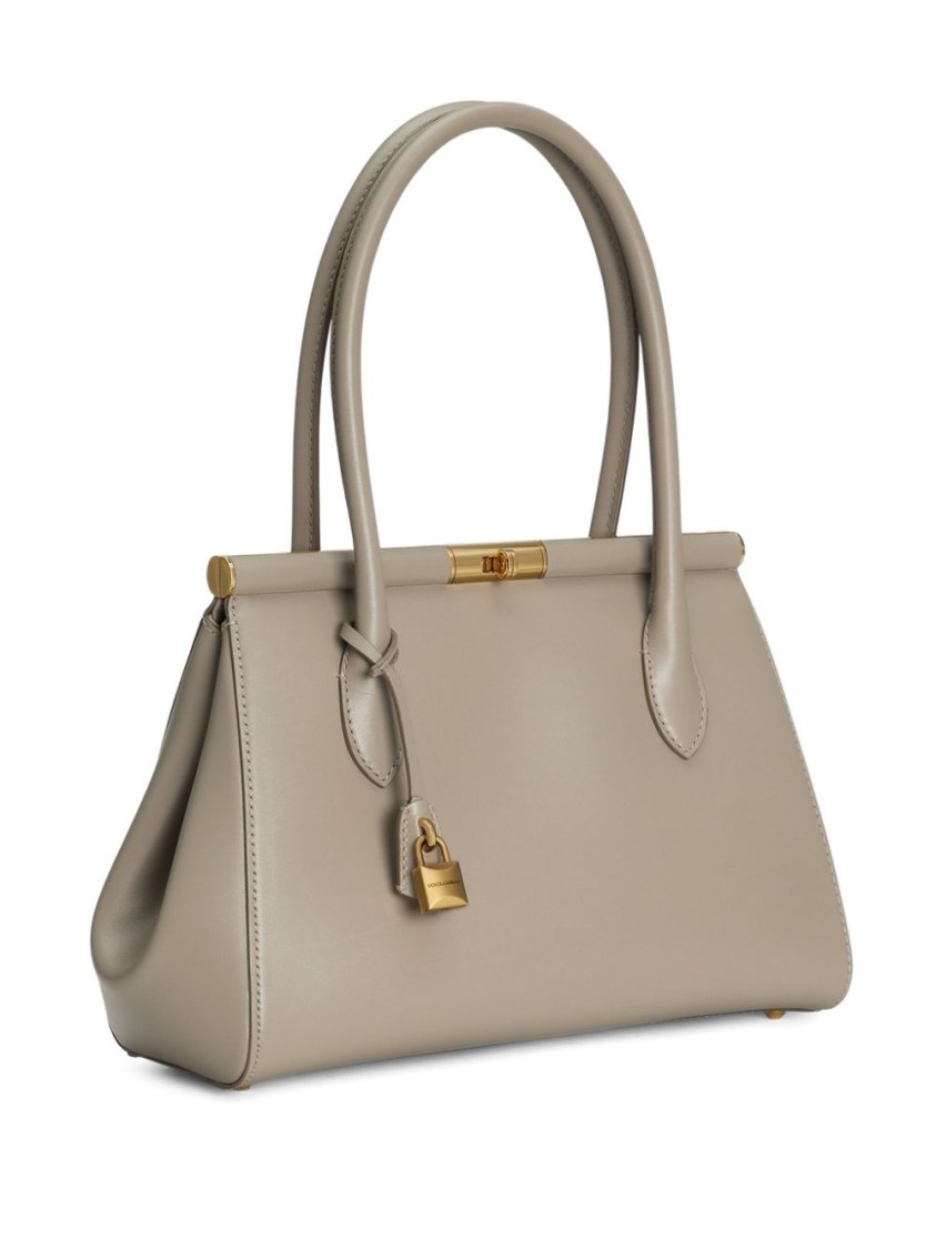 Dolce & Gabbana Grey Leather Handbag In Grey