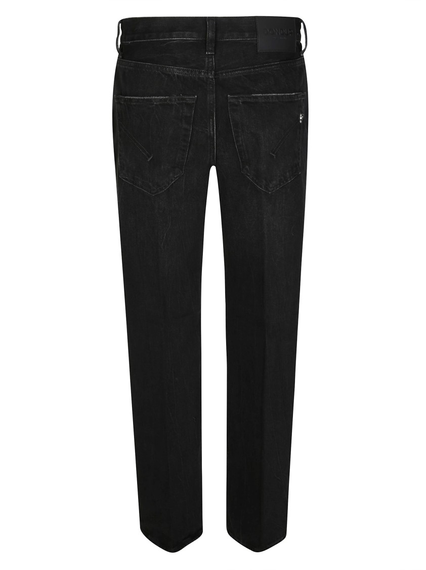 Dondup High-waisted Black Jeans With Decorative Button Fly In Black