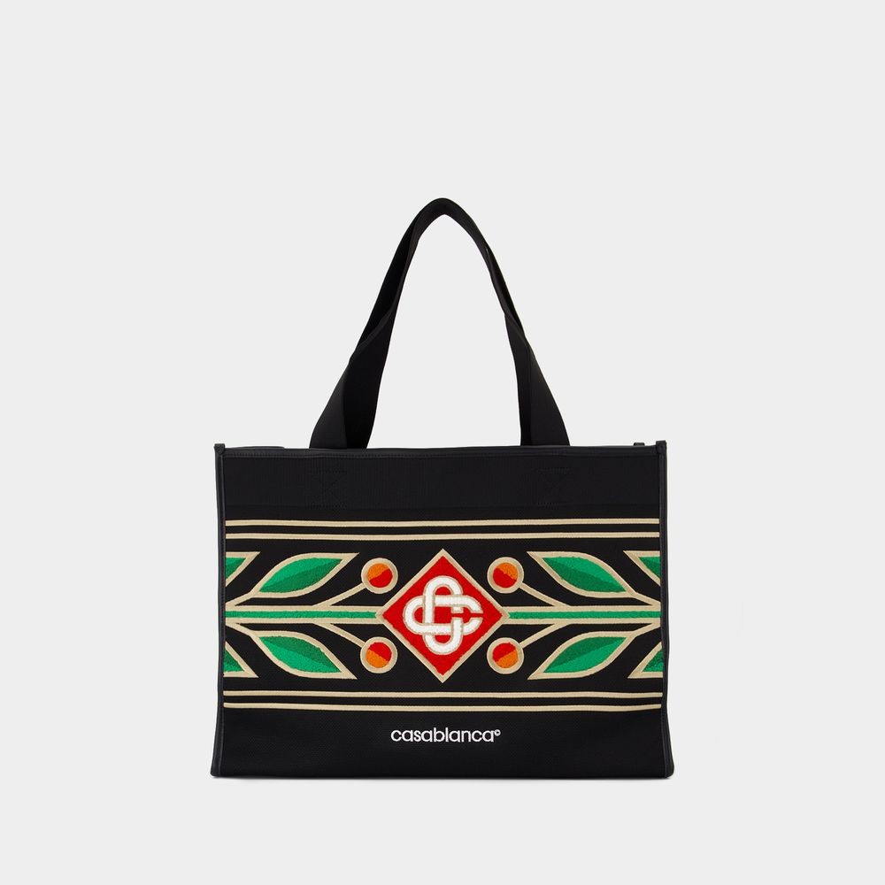 【関税込み】Embroidered Knit Shopper Bag - Casablanca - Knit Casablanca Embroidered Knit Shopper Bag - Knit - Black