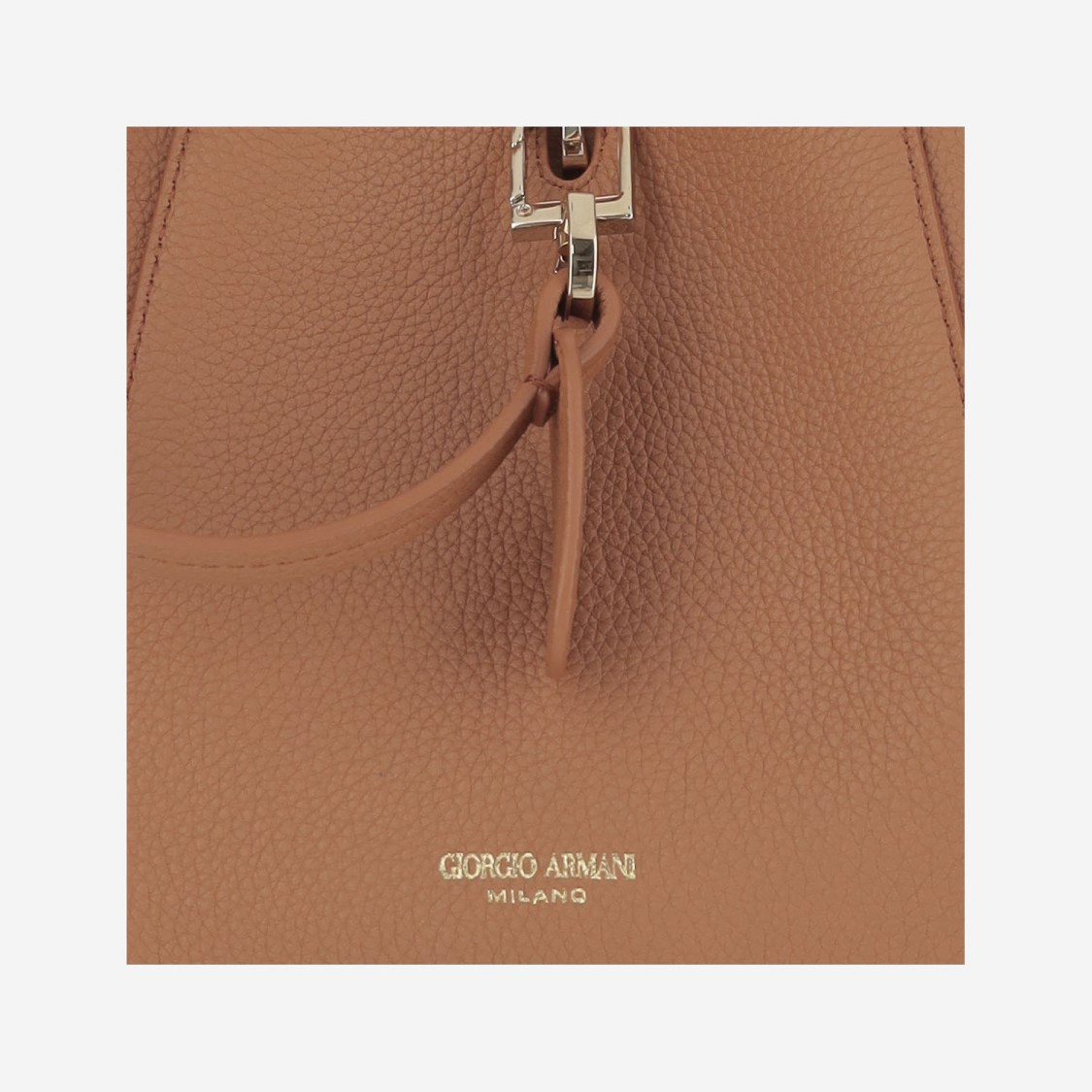 Giorgio Armani Logo Stamp Leather Top Handle Bag In Brown