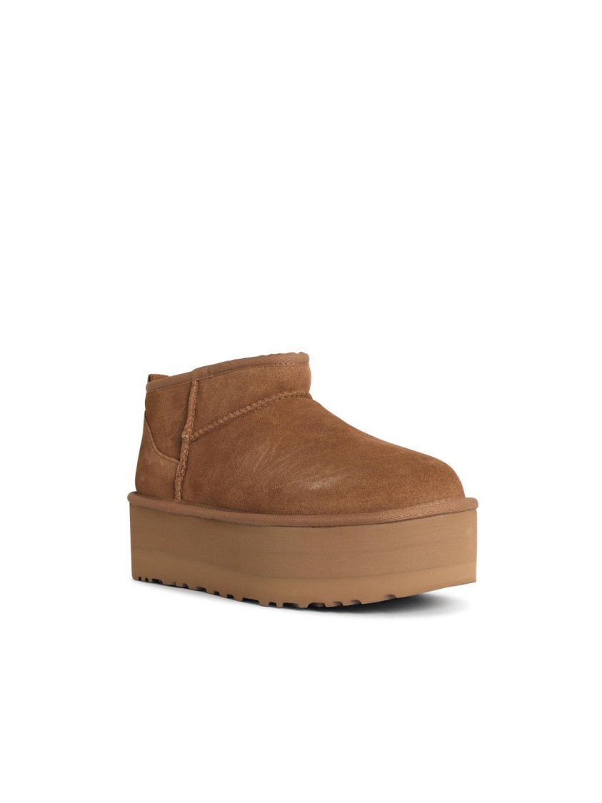 Ugg Classic Ultra Mini Platform' Chestnut Suede Boots In Brown