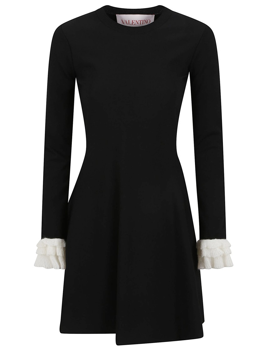 Valentino Crewneck Knit Dress Asymmetric Hem